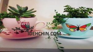 گلدان سفالی در رنگ های شاد