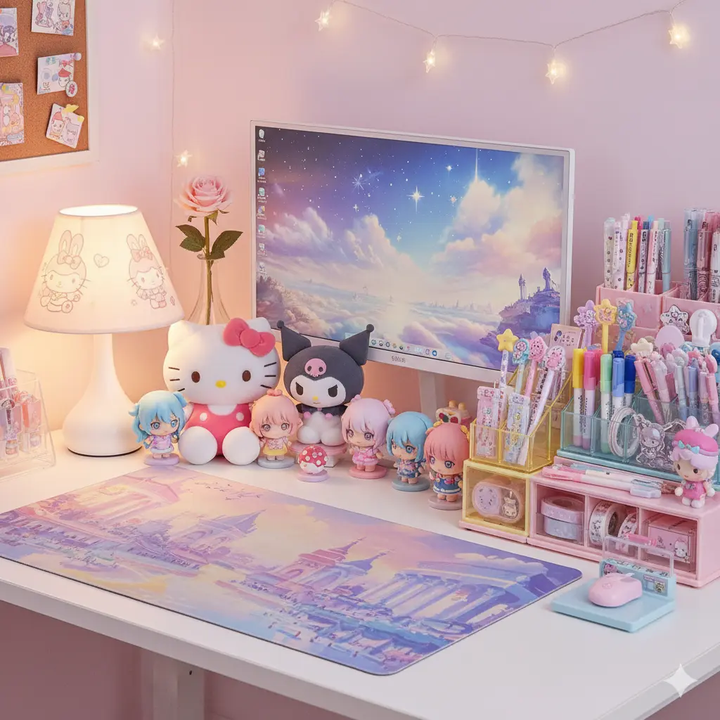 چیدمان میز تحریر دخترانه