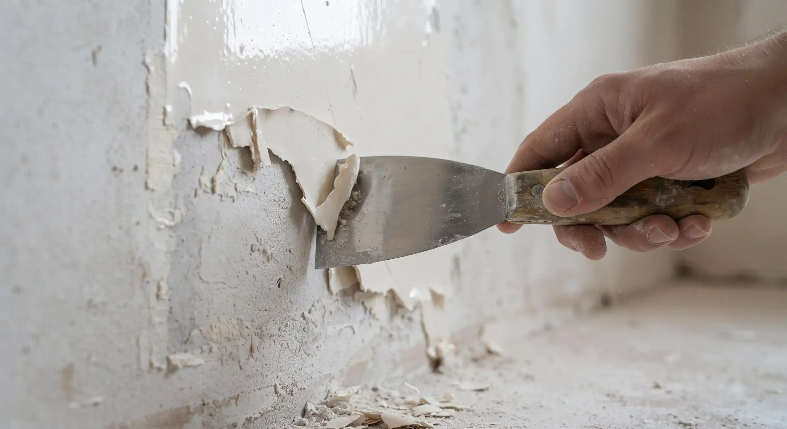 چسباندن سرامیک روی دیوار رنگ شده